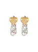 GOLD HEART STUD WITH SILVER CHAIN EARRING