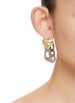 GOLD HEART STUD WITH SILVER CHAIN EARRING