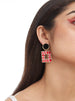 ROUND STUD WITH SQUARE SHAPE DROP EARRINGS