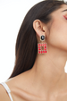 RECTANGULAR STUD WITH SQUARE SHAPE DROP EARRINGS