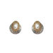 PEARL WITH SILVER ROUND STUD EARRING