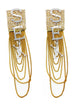 GLASS CRYSTAL ''S.E.X'' DROP WITH GOLD FRINGE CHAINS EARRINGS