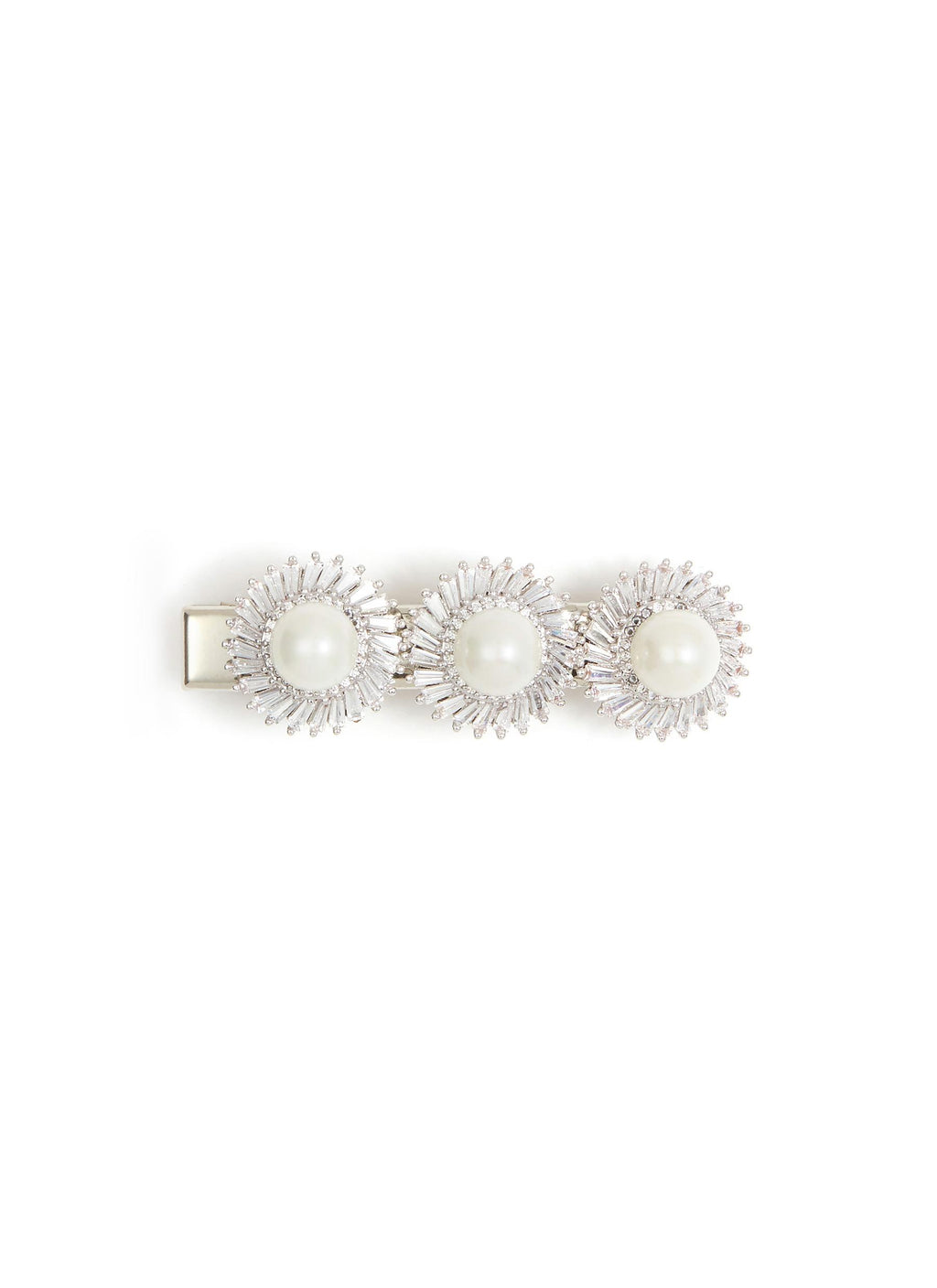 GLASS CRYSTAL FAUX PEARL FLORAL HAIR CLIP