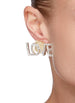 NO LOVE DUAL TONE ASYMMETRIC STUD EARRINGS