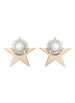 GLASS CRYSTAL PEARL STUD WITH STAR EARRINGS