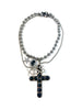 CRYSTAL CROSS EMBELLISHED CHAIN LAYERED NECKLACE