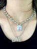 CRYSTAL ''LOVE'' CHAIN LAYERED NECKLACE