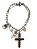 CRYSTAL EMBELLISHED CHAIN LAYERED LOVE CROSS NECKLACE