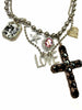 CRYSTAL EMBELLISHED CHAIN LAYERED LOVE CROSS NECKLACE