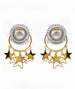 GOLD DANGLING STARS WITH CRYSTAL STUD EMBELLISHED EARRINGS