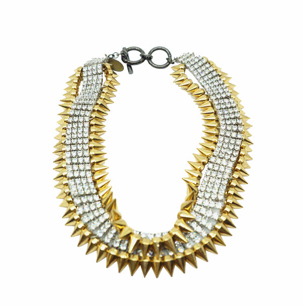Spikes Studs Glam Crystal Necklace